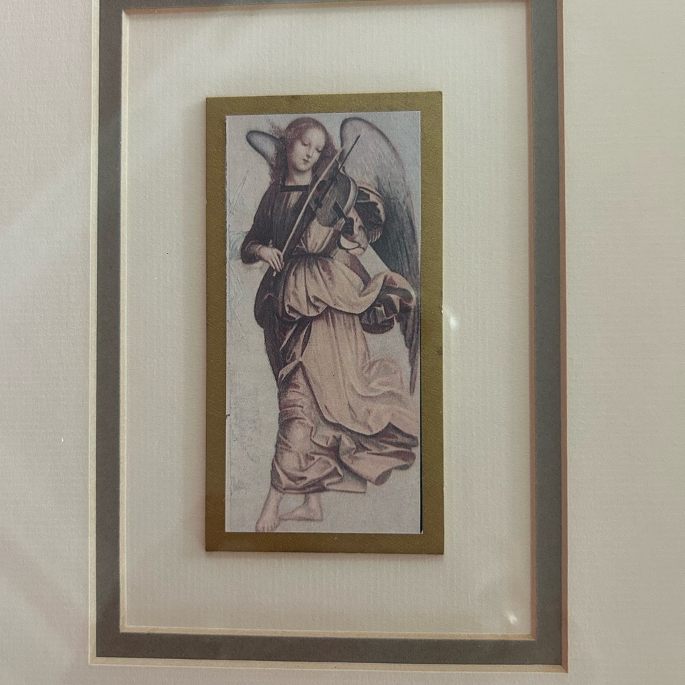 Elegant Angel Art Print with Gold and Cream Accents